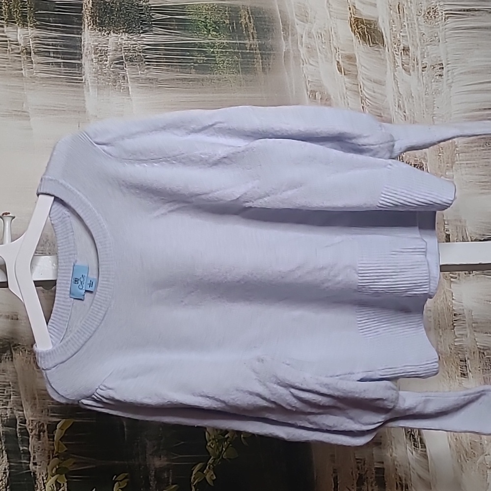 Cece Womens Large baby blue super soft extra long sleeve ribbed acrylic sweater